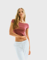 Off-the-shoulder top ribbed top