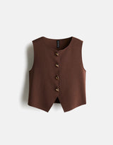 Linen-blend sleeveless shirt