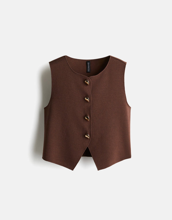 Linen-blend sleeveless shirt