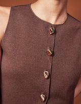 Linen-blend sleeveless shirt