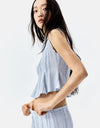 Linen-blend sleeveless shirt
