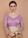 Embroidered Saree Blouse - Purple