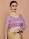 Embroidered Saree Blouse - Purple