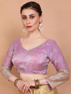Embroidered Saree Blouse - Purple