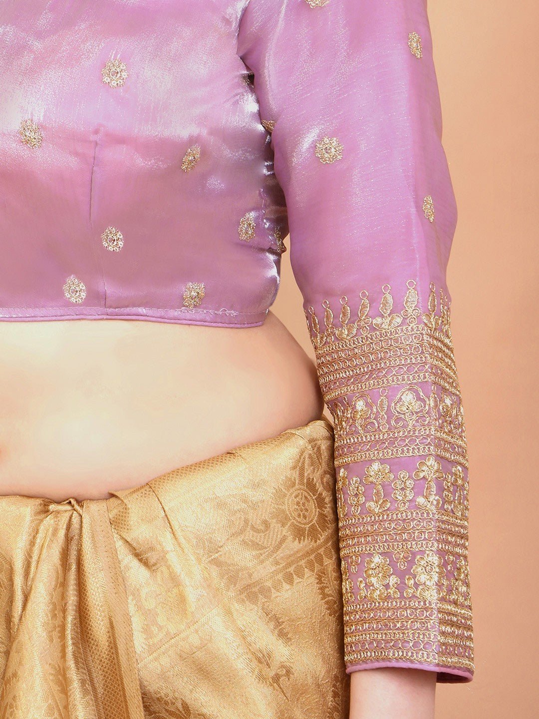 Embroidered Saree Blouse - Purple