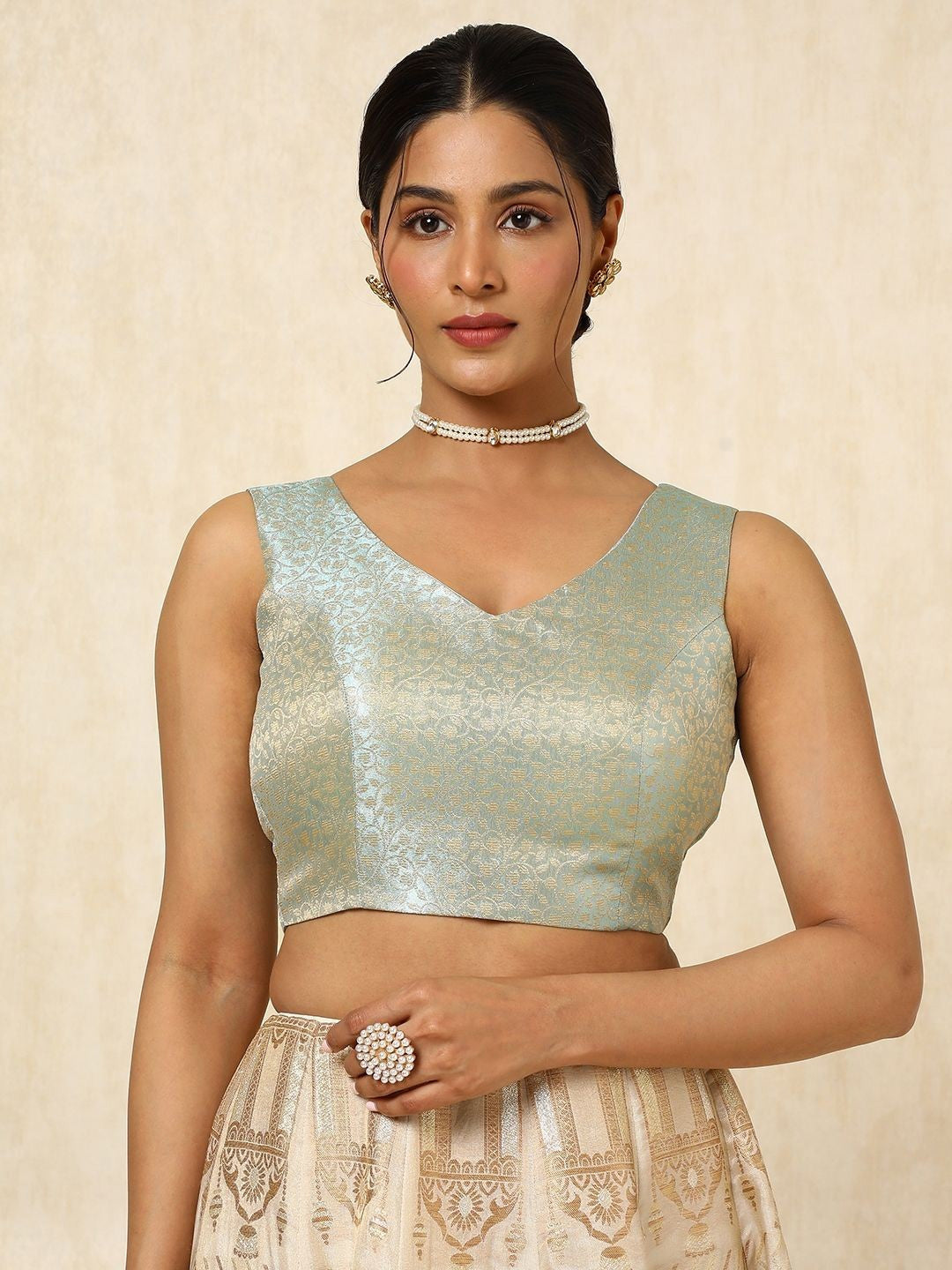 Woven Design Silk Blouse