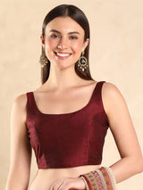 Round Neck Back Open Blouse
