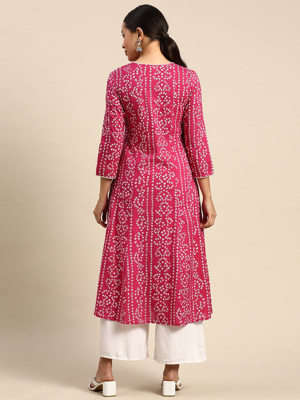 Bandhani Printed Kurta - Pink