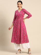 Bandhani Printed Kurta - Pink