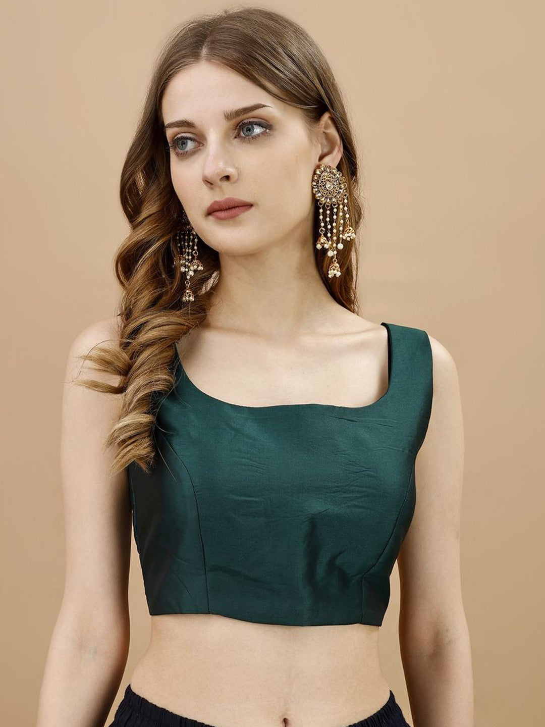 Rounded low neck blouse
