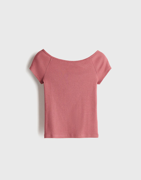 Off-the-shoulder top ribbed top