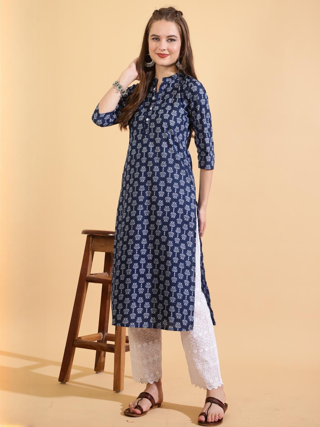 Printed Cotton Kurtas - Blue