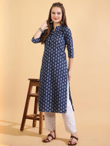 Printed Cotton Kurtas - Blue