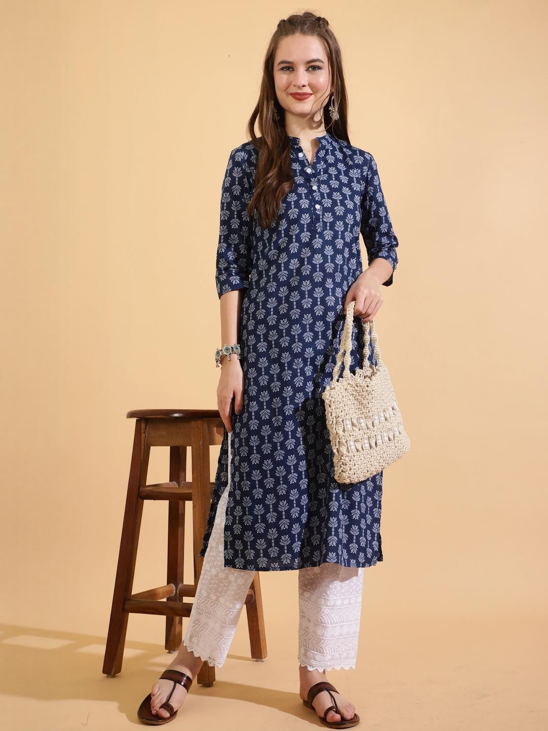 Printed Cotton Kurtas - Blue
