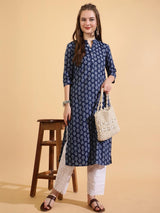 Printed Cotton Kurtas - Blue