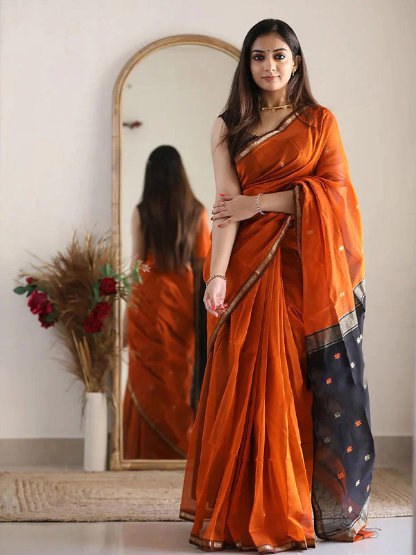 Floral Zari Pure Chiffon Saree