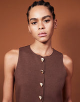 Linen-blend sleeveless shirt