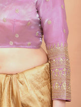 Embroidered Saree Blouse - Purple