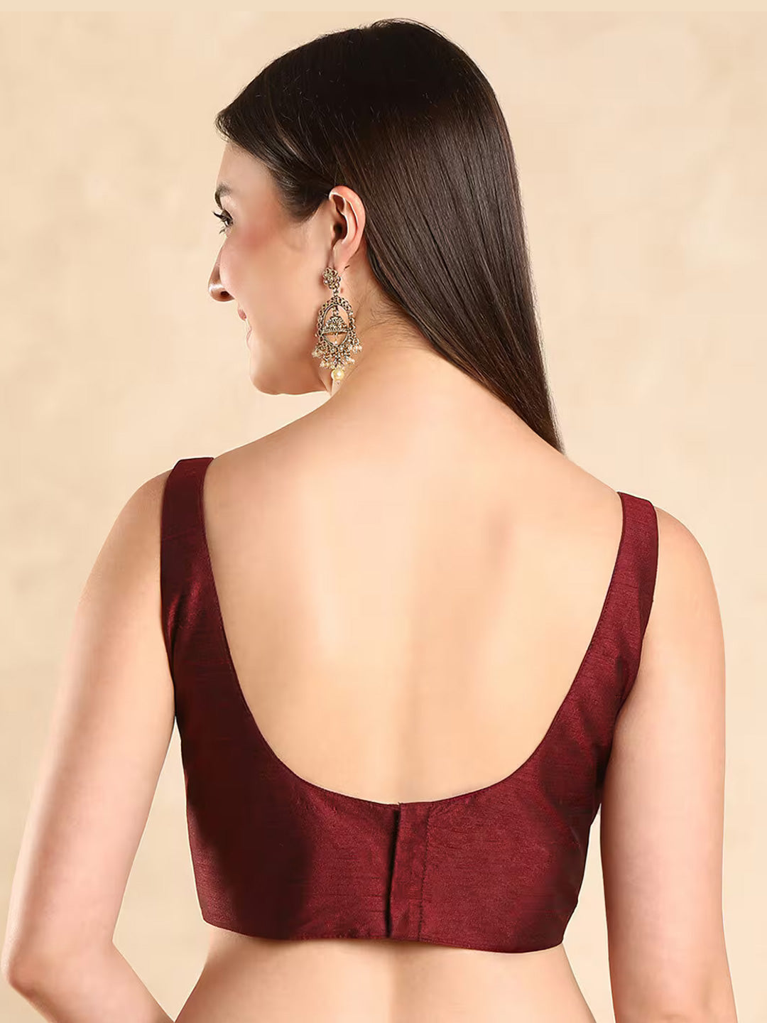 Round Neck Back Open Blouse