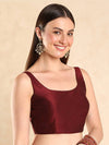 Round Neck Back Open Blouse