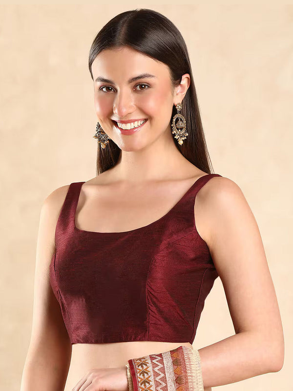 Round Neck Back Open Blouse