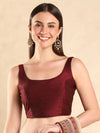 Round Neck Back Open Blouse