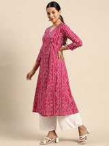 Bandhani Printed Kurta - Pink