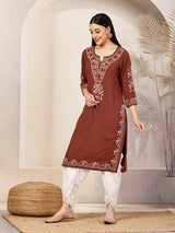 Kashmiri Work Straight Kurta