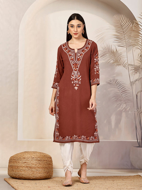 Kashmiri Work Straight Kurta
