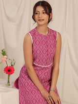 Pink Floral Printed Kurta