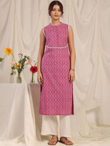Pink Floral Printed Kurta