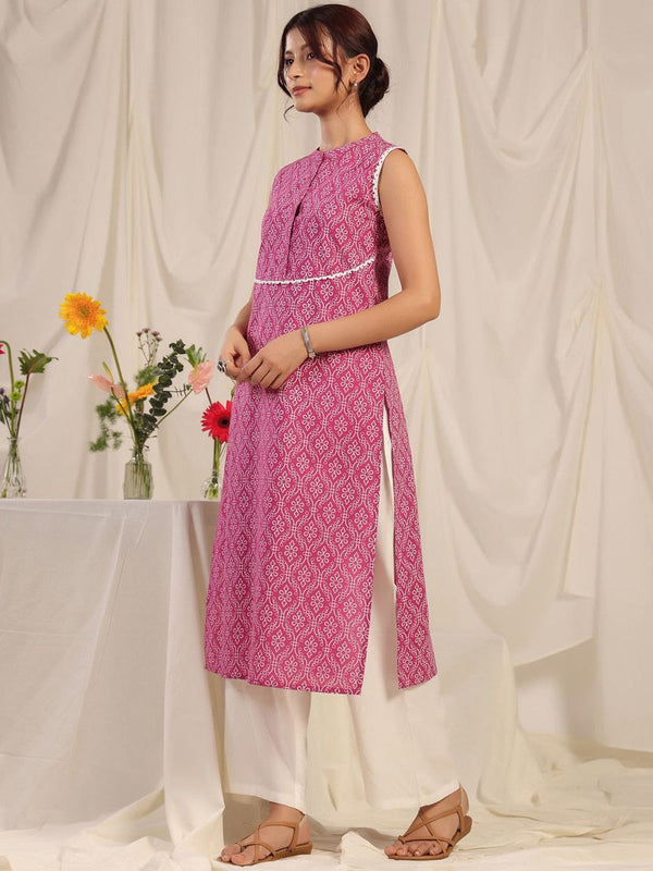 Pink Floral Printed Kurta