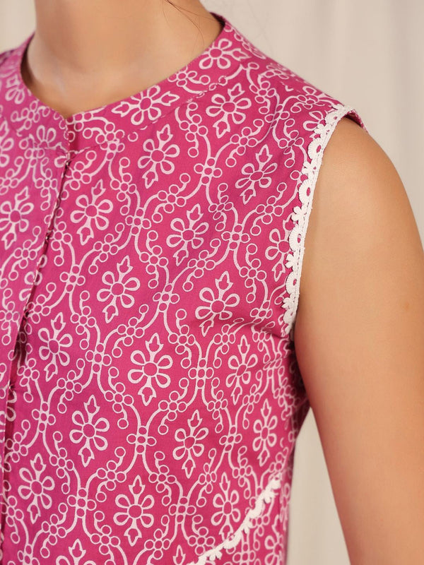 Pink Floral Printed Kurta