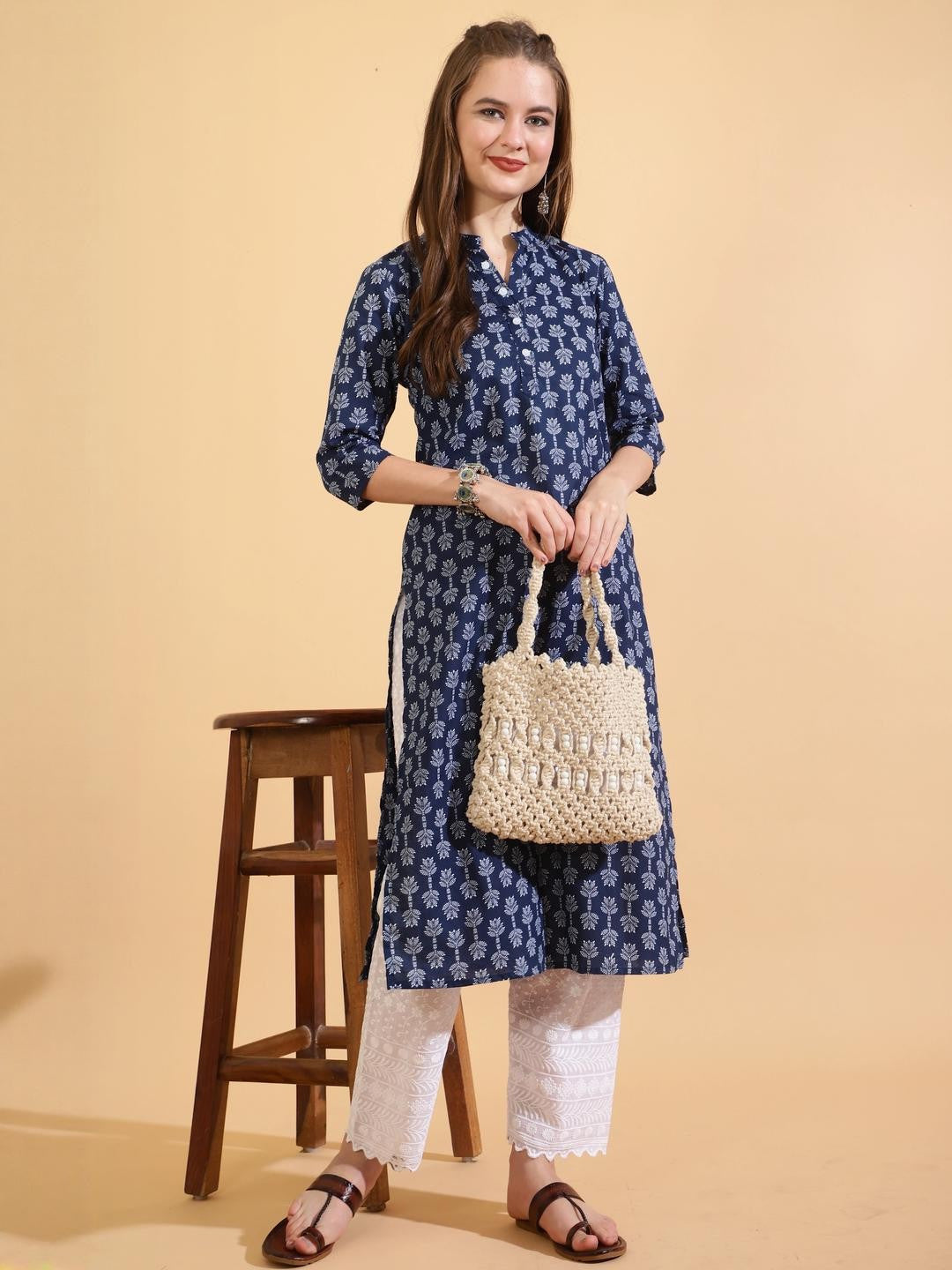Printed Cotton Kurtas - Blue