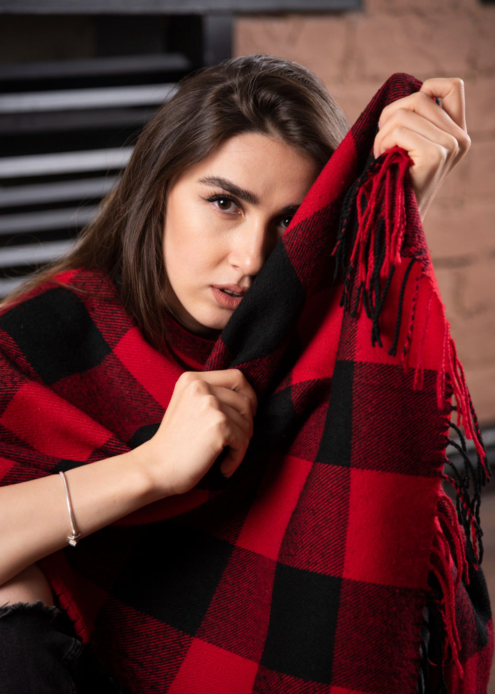 Plaid Wool Blend Coating